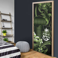 Green Hafa Adai Guam Door Cover Chamorro Latte Stone Hand With Plumeria LT14 - Polynesian Pride