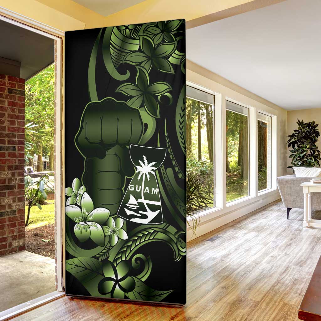 Green Hafa Adai Guam Door Cover Chamorro Latte Stone Hand With Plumeria LT14 - Polynesian Pride