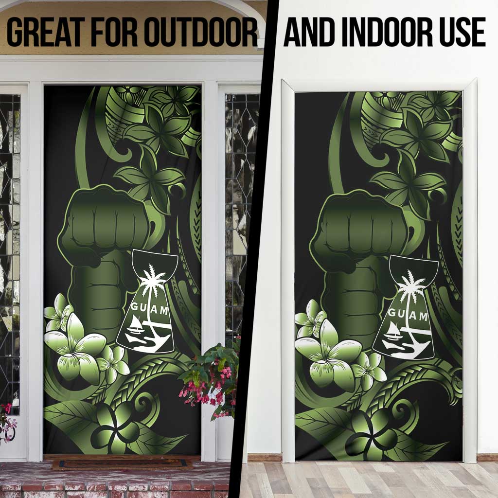 Green Hafa Adai Guam Door Cover Chamorro Latte Stone Hand With Plumeria LT14 - Polynesian Pride