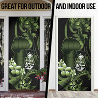 Green Hafa Adai Guam Door Cover Chamorro Latte Stone Hand With Plumeria LT14 - Polynesian Pride