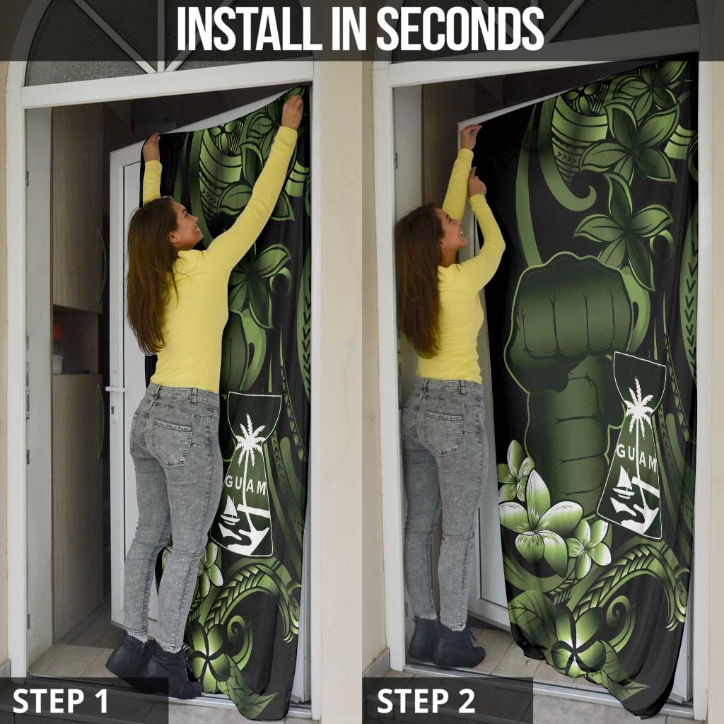 Green Hafa Adai Guam Door Cover Chamorro Latte Stone Hand With Plumeria LT14 - Polynesian Pride