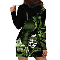 Green Hafa Adai Guam Hoodie Dress Chamorro Latte Stone Hand With Plumeria LT14 - Polynesian Pride