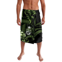 Green Hafa Adai Guam Lavalava Chamorro Latte Stone Hand With Plumeria LT14 Green - Polynesian Pride