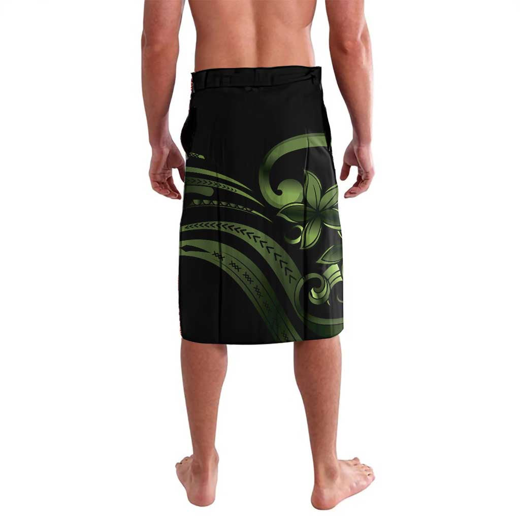 Green Hafa Adai Guam Lavalava Chamorro Latte Stone Hand With Plumeria LT14 - Polynesian Pride