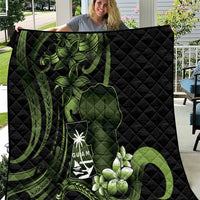 Green Hafa Adai Guam Quilt Chamorro Latte Stone Hand With Plumeria LT14 Green - Polynesian Pride
