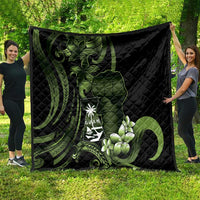 Green Hafa Adai Guam Quilt Chamorro Latte Stone Hand With Plumeria LT14 - Polynesian Pride