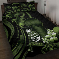 Green Hafa Adai Guam Quilt Bed Set Chamorro Latte Stone Hand With Plumeria LT14 Green - Polynesian Pride