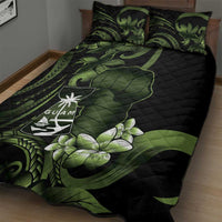 Green Hafa Adai Guam Quilt Bed Set Chamorro Latte Stone Hand With Plumeria LT14 - Polynesian Pride