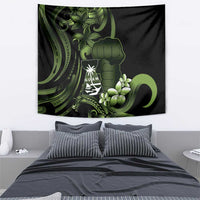 Green Hafa Adai Guam Tapestry Chamorro Latte Stone Hand With Plumeria LT14 - Polynesian Pride