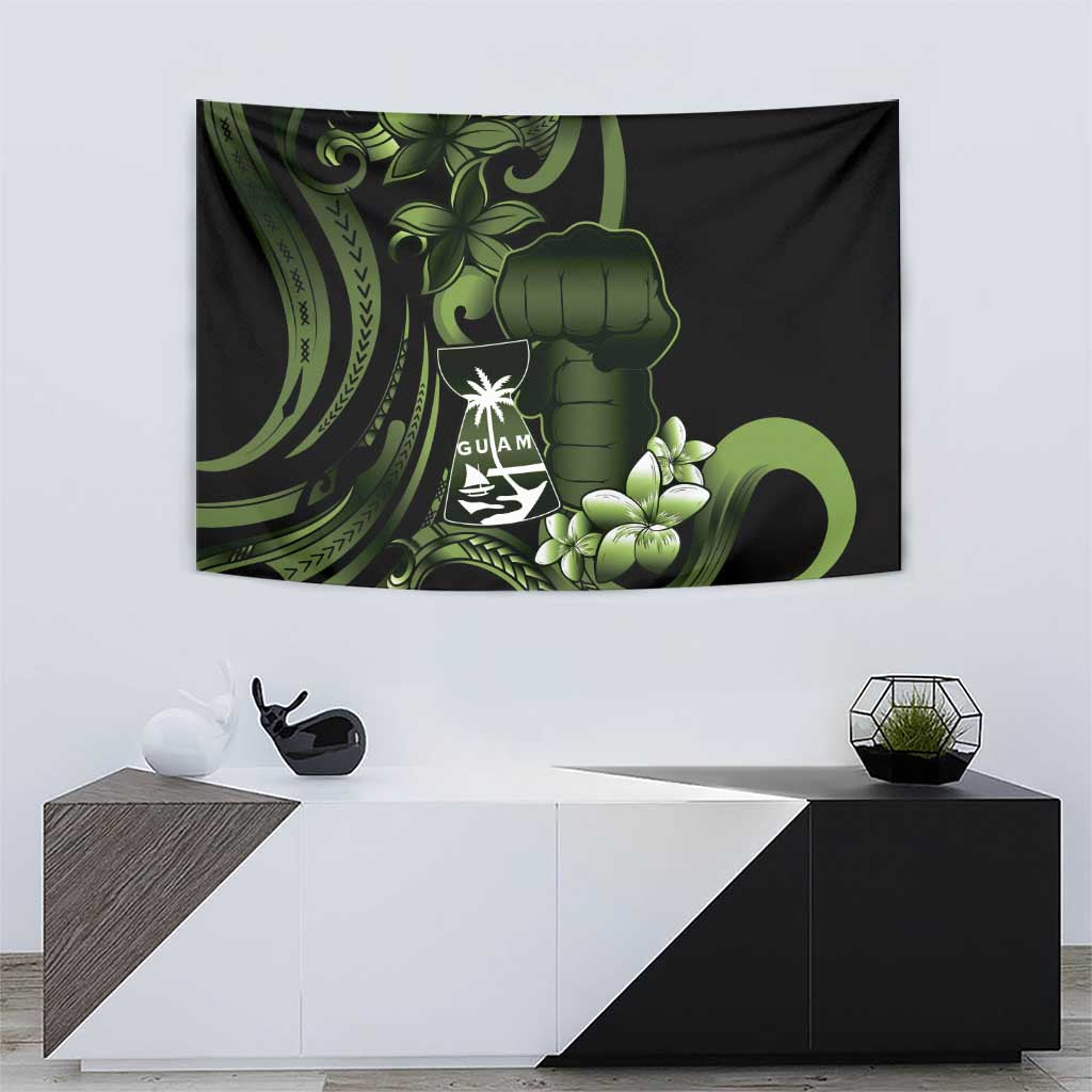 Green Hafa Adai Guam Tapestry Chamorro Latte Stone Hand With Plumeria LT14 - Polynesian Pride