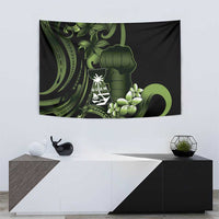 Green Hafa Adai Guam Tapestry Chamorro Latte Stone Hand With Plumeria LT14 - Polynesian Pride