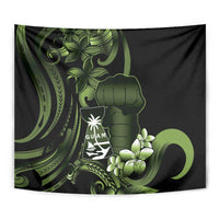 Green Hafa Adai Guam Tapestry Chamorro Latte Stone Hand With Plumeria LT14 - Polynesian Pride