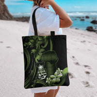 Green Hafa Adai Guam Tote Bag Chamorro Latte Stone Hand With Plumeria LT14 - Polynesian Pride