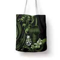 Green Hafa Adai Guam Tote Bag Chamorro Latte Stone Hand With Plumeria LT14 - Polynesian Pride