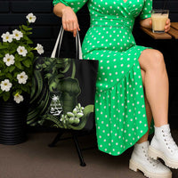 Green Hafa Adai Guam Tote Bag Chamorro Latte Stone Hand With Plumeria LT14 - Polynesian Pride
