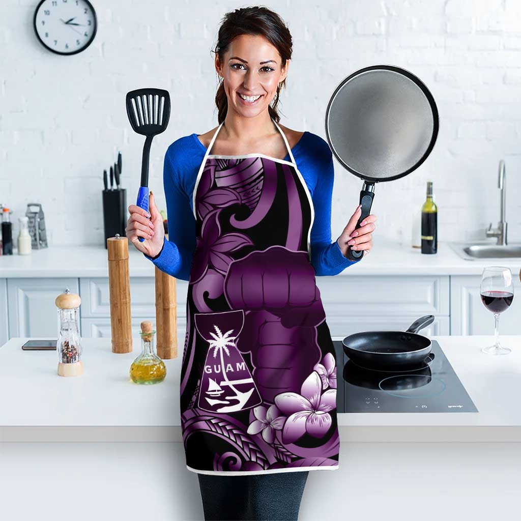 Purple Hafa Adai Guam Apron Chamorro Latte Stone Hand With Plumeria LT14 - Polynesian Pride