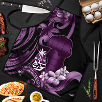 Purple Hafa Adai Guam Apron Chamorro Latte Stone Hand With Plumeria LT14 Purple - Polynesian Pride
