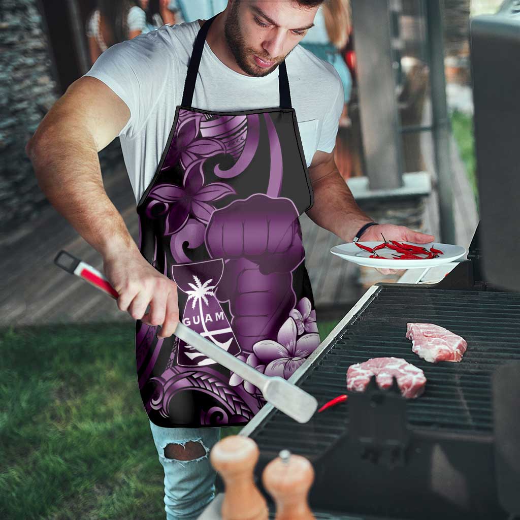 Purple Hafa Adai Guam Apron Chamorro Latte Stone Hand With Plumeria LT14 - Polynesian Pride