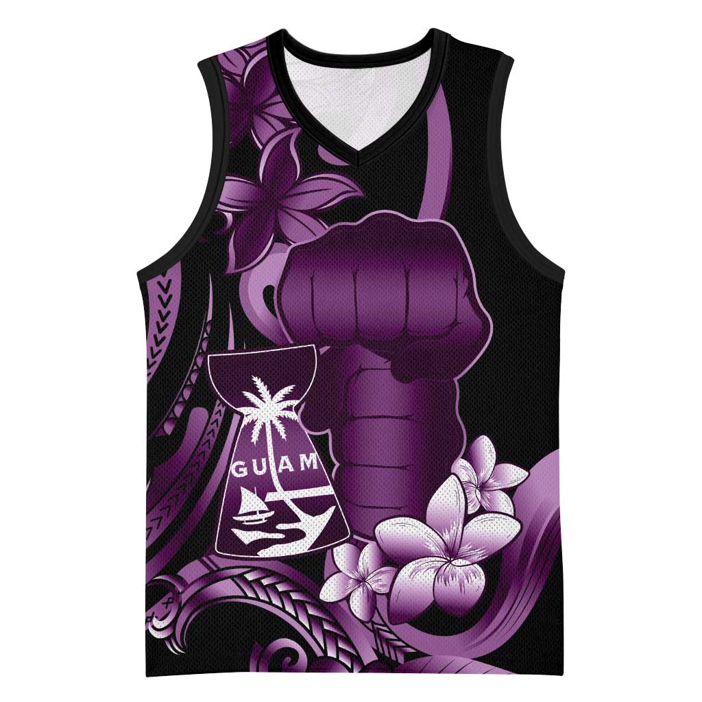 Purple Hafa Adai Guam Basketball Jersey Chamorro Latte Stone Hand With Plumeria LT14 Unisex Purple - Polynesian Pride