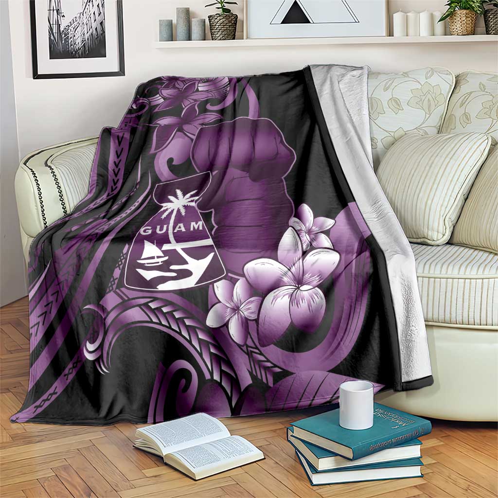 Purple Hafa Adai Guam Blanket Chamorro Latte Stone Hand With Plumeria LT14 Purple - Polynesian Pride
