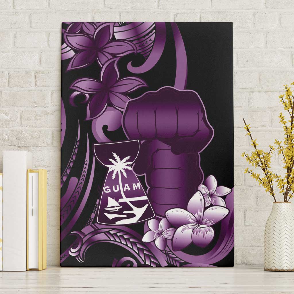 Purple Hafa Adai Guam Canvas Wall Art Chamorro Latte Stone Hand With Plumeria LT14 Without Frame Purple - Polynesian Pride