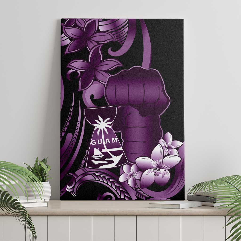 Purple Hafa Adai Guam Canvas Wall Art Chamorro Latte Stone Hand With Plumeria LT14 - Polynesian Pride