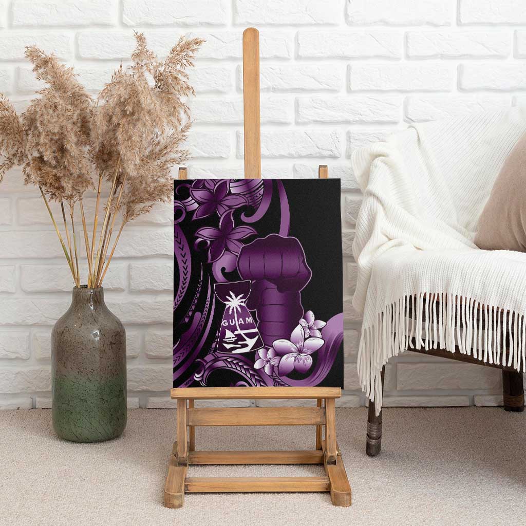 Purple Hafa Adai Guam Canvas Wall Art Chamorro Latte Stone Hand With Plumeria LT14 - Polynesian Pride