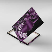 Purple Hafa Adai Guam Canvas Wall Art Chamorro Latte Stone Hand With Plumeria LT14 With Frame Purple - Polynesian Pride