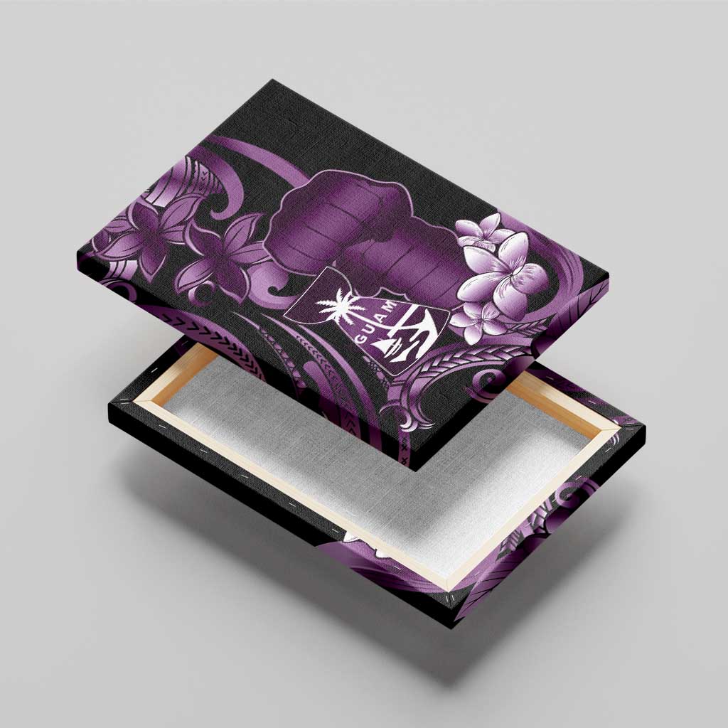 Purple Hafa Adai Guam Canvas Wall Art Chamorro Latte Stone Hand With Plumeria LT14 - Polynesian Pride