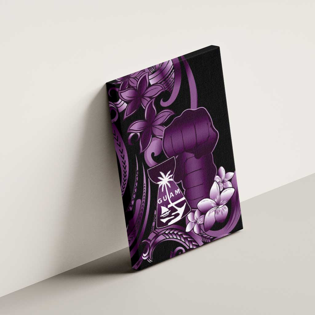 Purple Hafa Adai Guam Canvas Wall Art Chamorro Latte Stone Hand With Plumeria LT14 - Polynesian Pride