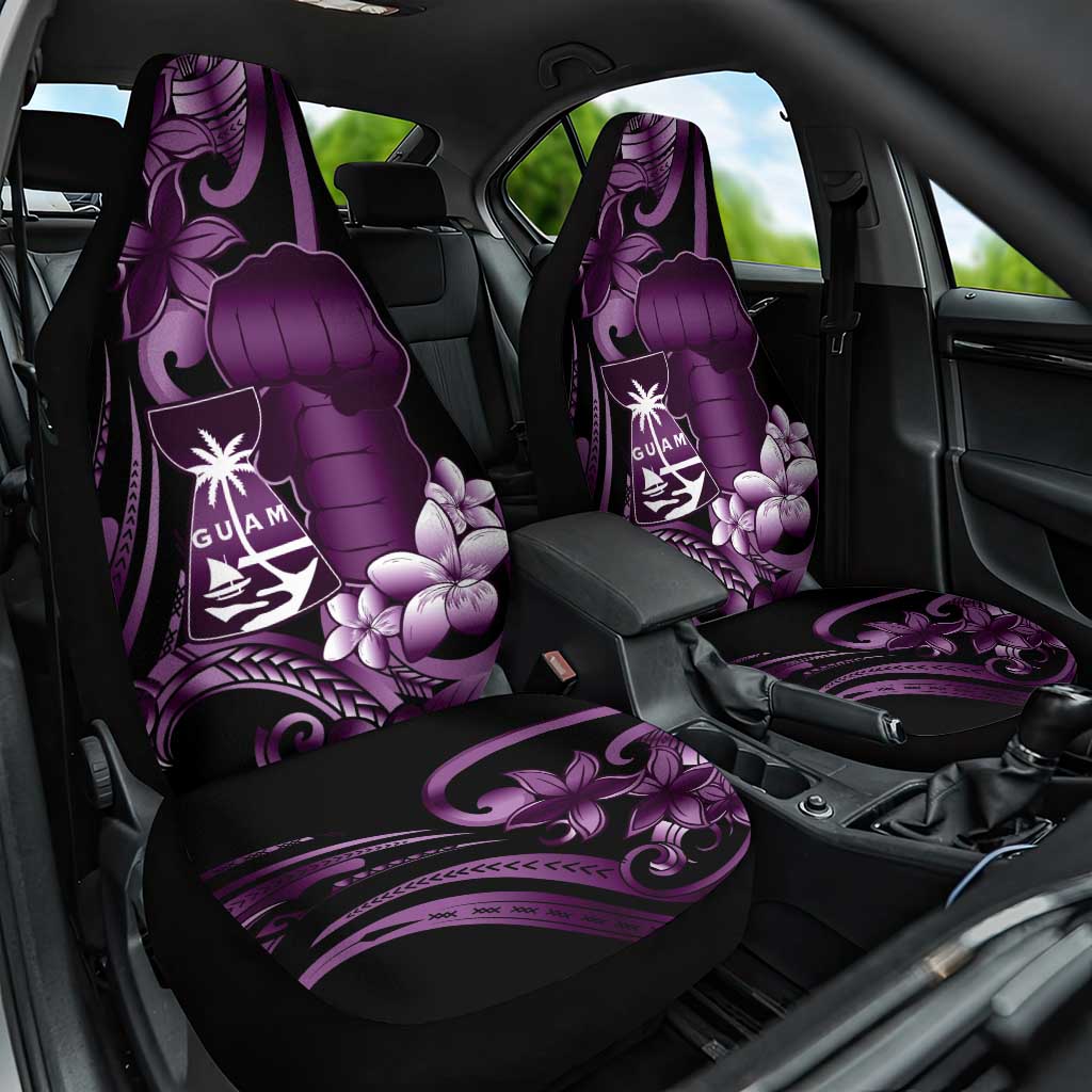 Purple Hafa Adai Guam Car Seat Cover Chamorro Latte Stone Hand With Plumeria LT14 One Size Purple - Polynesian Pride
