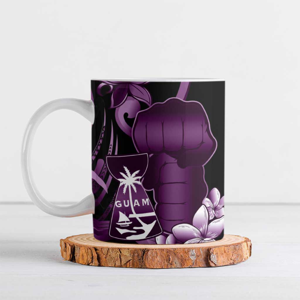 Purple Hafa Adai Guam Ceramic Mug Chamorro Latte Stone Hand With Plumeria LT14 Purple - Polynesian Pride