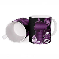 Purple Hafa Adai Guam Ceramic Mug Chamorro Latte Stone Hand With Plumeria LT14 - Polynesian Pride