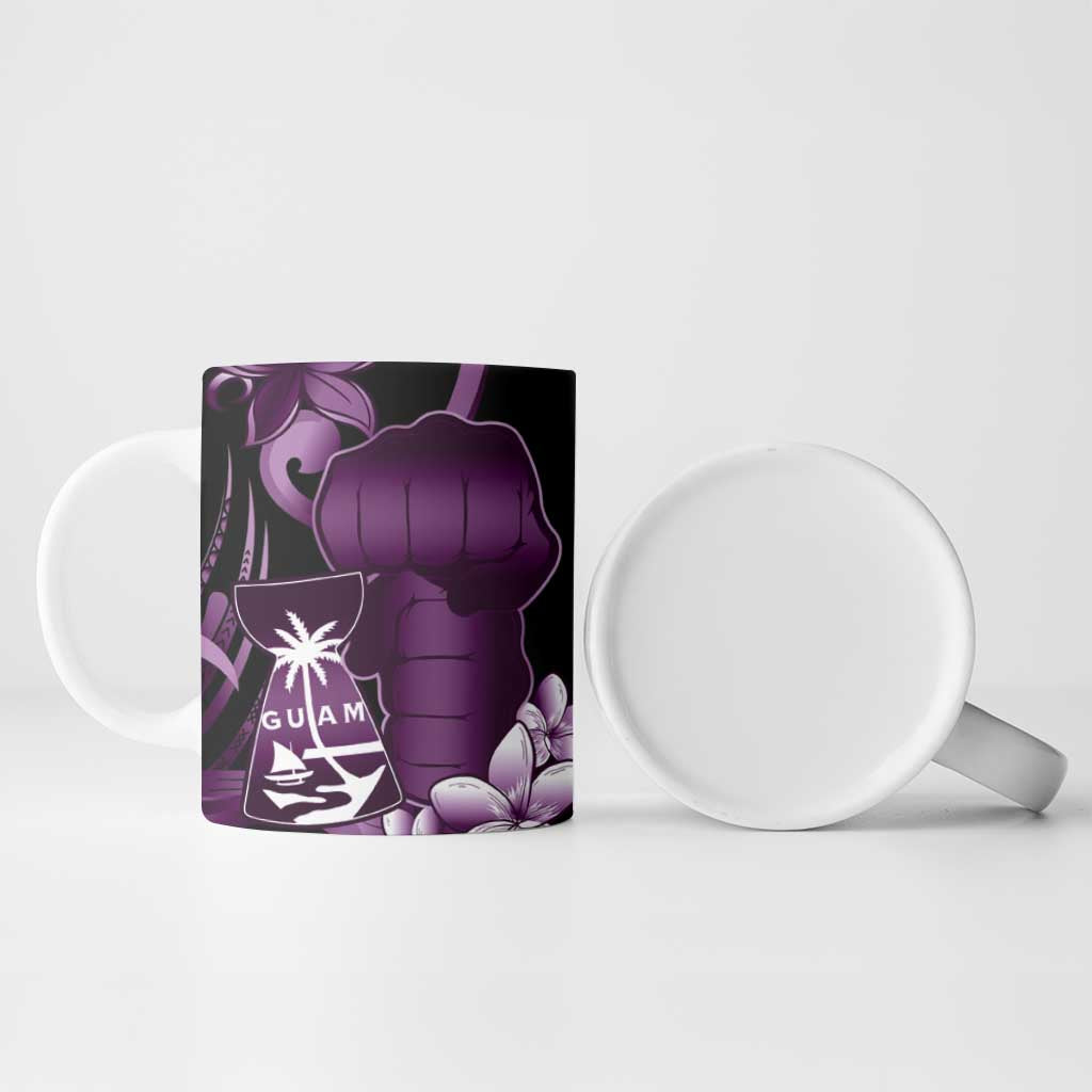 Purple Hafa Adai Guam Ceramic Mug Chamorro Latte Stone Hand With Plumeria LT14 - Polynesian Pride
