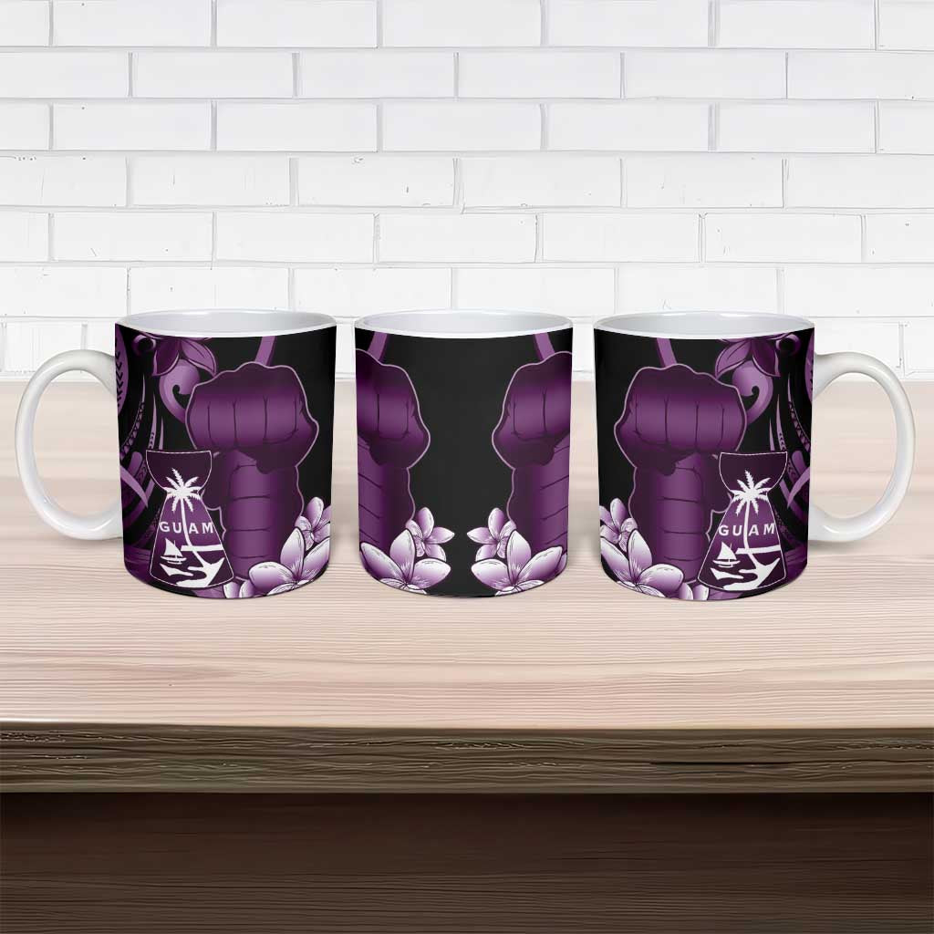 Purple Hafa Adai Guam Ceramic Mug Chamorro Latte Stone Hand With Plumeria LT14 - Polynesian Pride