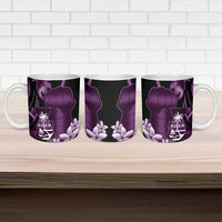 Purple Hafa Adai Guam Ceramic Mug Chamorro Latte Stone Hand With Plumeria LT14 - Polynesian Pride