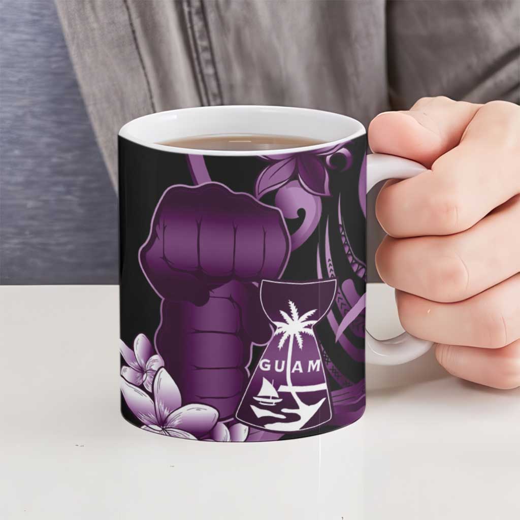 Purple Hafa Adai Guam Ceramic Mug Chamorro Latte Stone Hand With Plumeria LT14 - Polynesian Pride