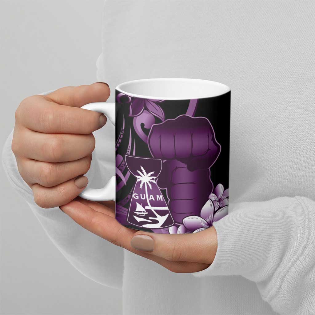 Purple Hafa Adai Guam Ceramic Mug Chamorro Latte Stone Hand With Plumeria LT14 - Polynesian Pride