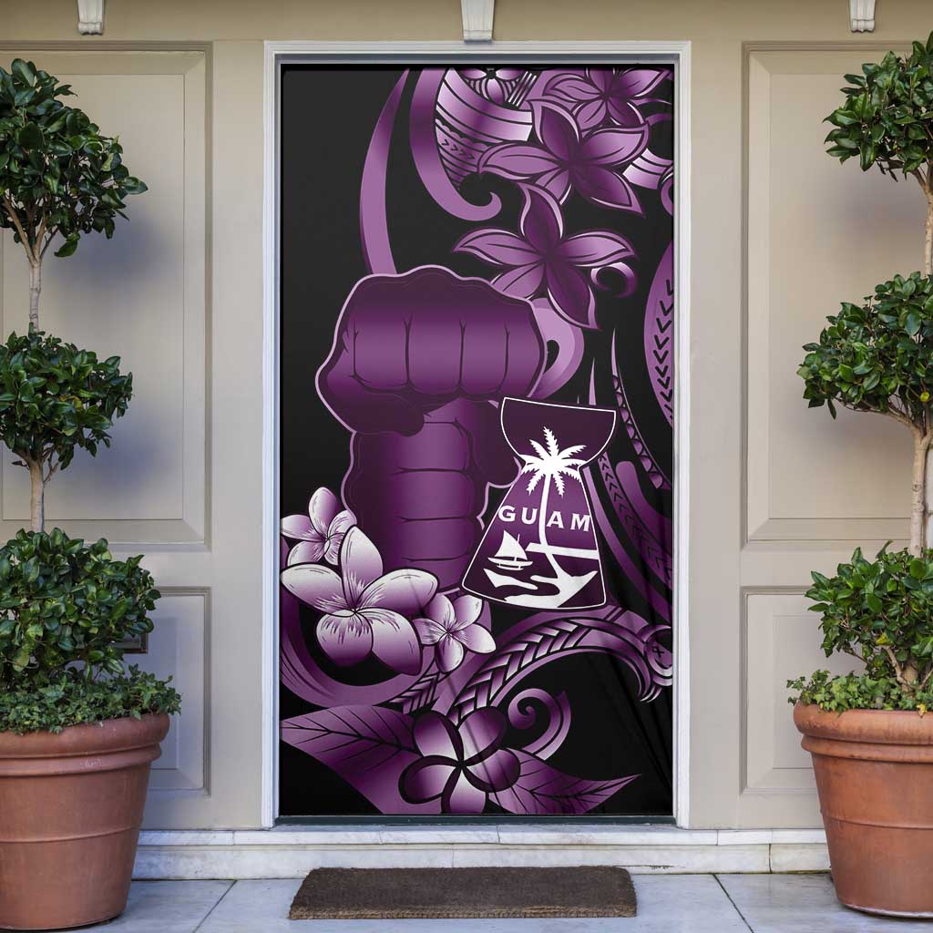 Purple Hafa Adai Guam Door Cover Chamorro Latte Stone Hand With Plumeria LT14 Purple - Polynesian Pride