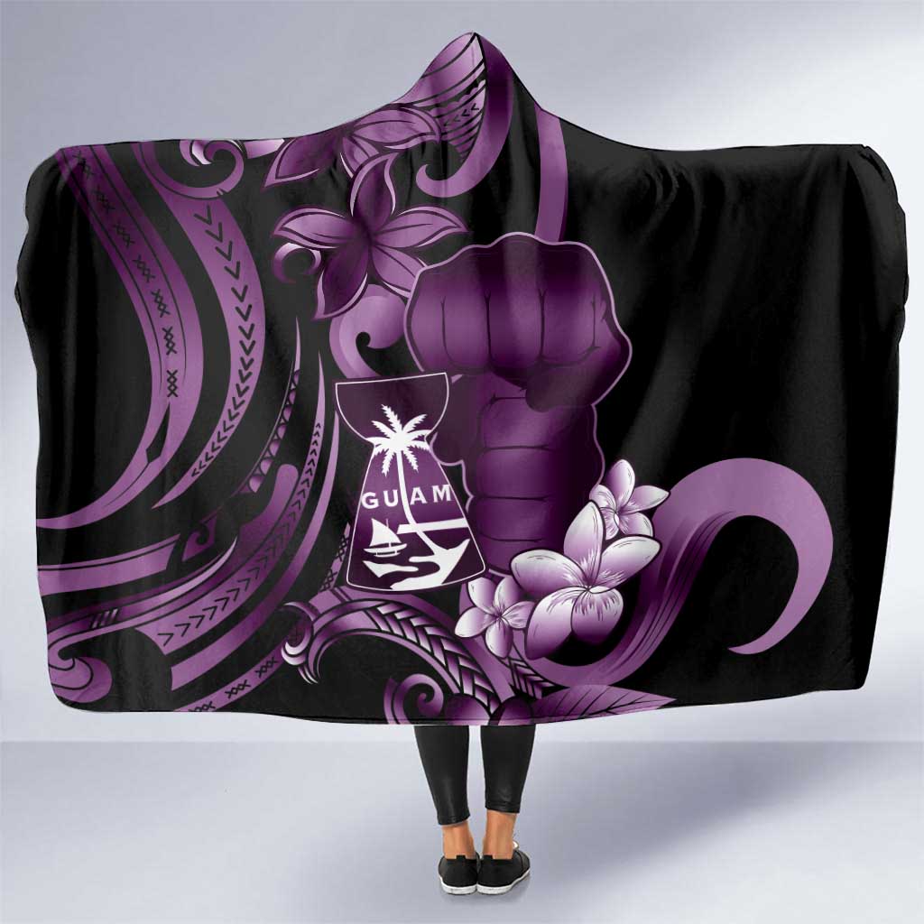 Purple Hafa Adai Guam Hooded Blanket Chamorro Latte Stone Hand With Plumeria LT14 One Size Purple - Polynesian Pride