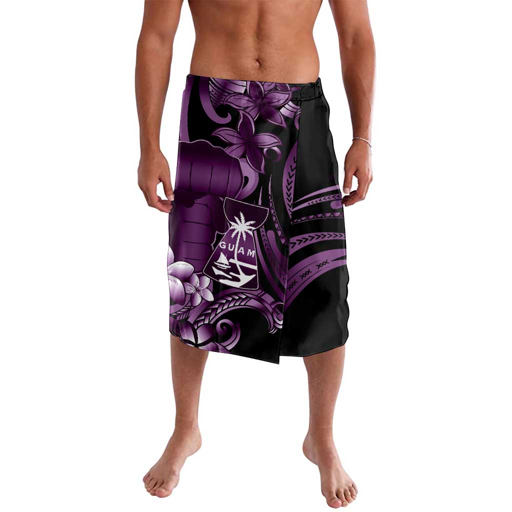 Purple Hafa Adai Guam Lavalava Chamorro Latte Stone Hand With Plumeria LT14 Purple - Polynesian Pride
