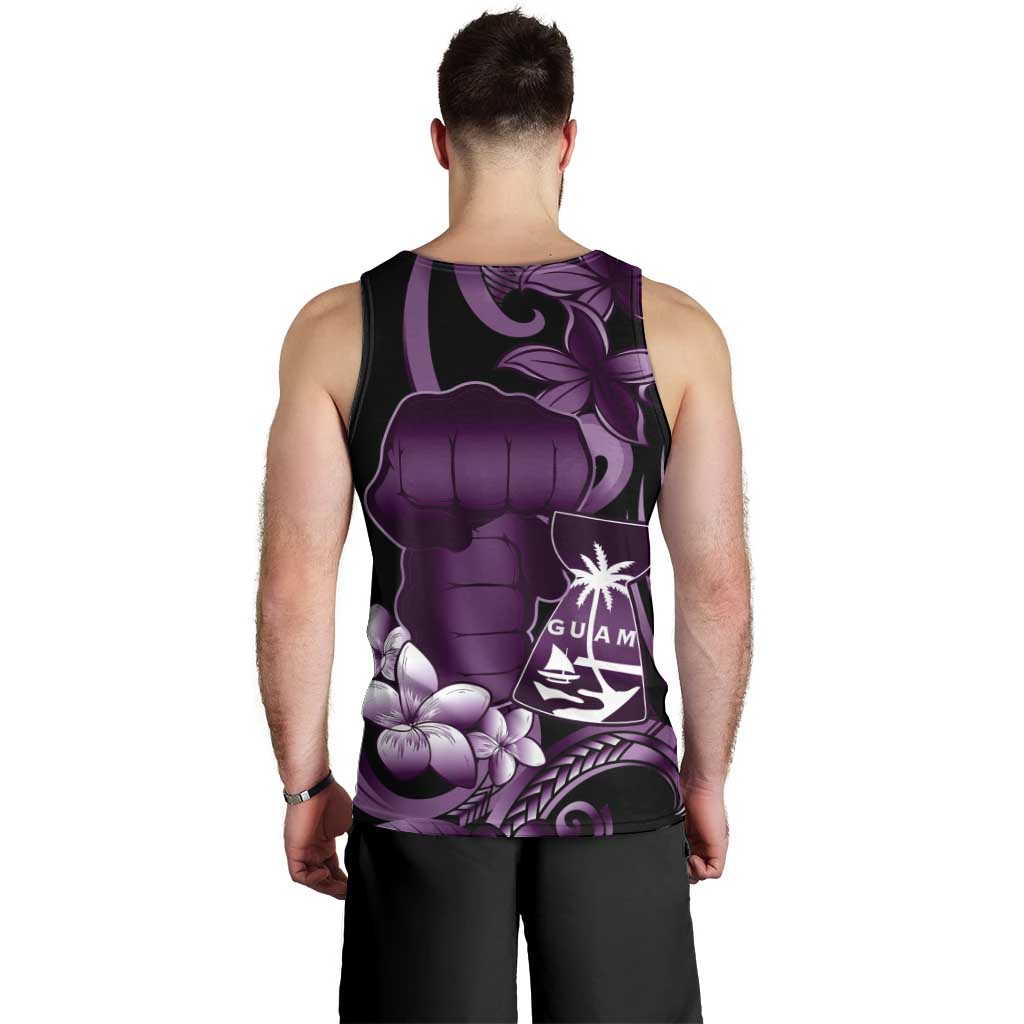 Purple Hafa Adai Guam Men Tank Top Chamorro Latte Stone Hand With Plumeria LT14 - Polynesian Pride