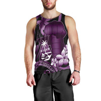 Purple Hafa Adai Guam Men Tank Top Chamorro Latte Stone Hand With Plumeria LT14 - Polynesian Pride