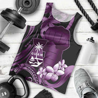 Purple Hafa Adai Guam Men Tank Top Chamorro Latte Stone Hand With Plumeria LT14 - Polynesian Pride