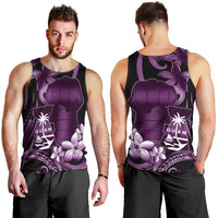 Purple Hafa Adai Guam Men Tank Top Chamorro Latte Stone Hand With Plumeria LT14 - Polynesian Pride