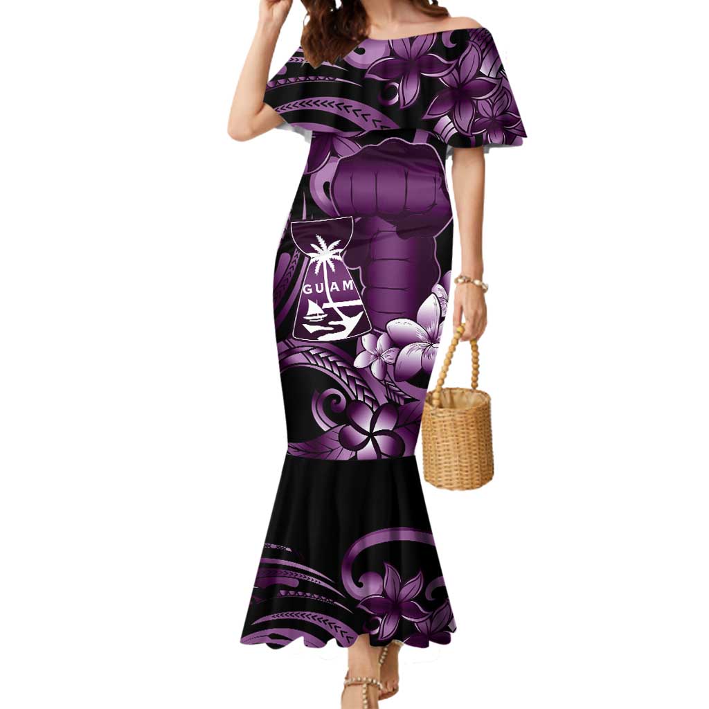 Purple Hafa Adai Guam Mermaid Dress Chamorro Latte Stone Hand With Plumeria LT14 Women Purple - Polynesian Pride