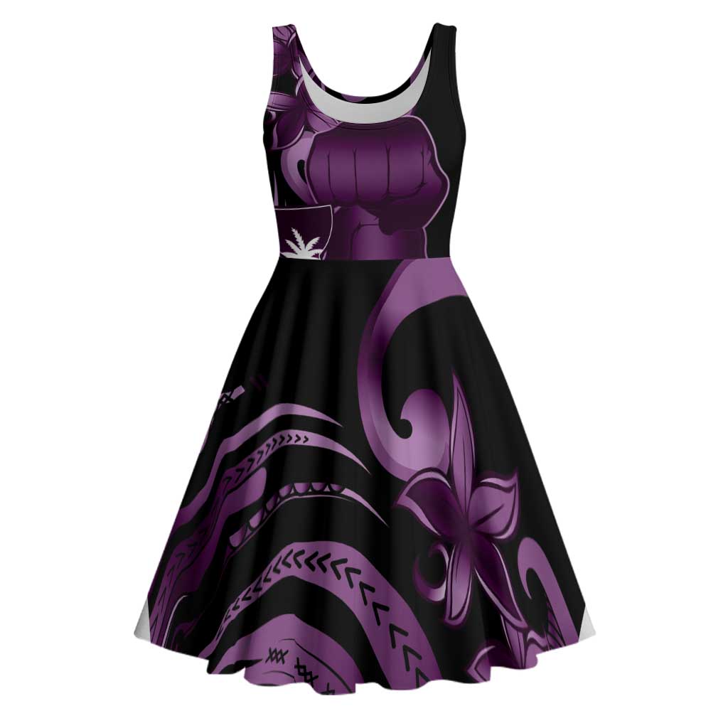 Purple Hafa Adai Guam Midi Dress Chamorro Latte Stone Hand With Plumeria LT14 Purple - Polynesian Pride