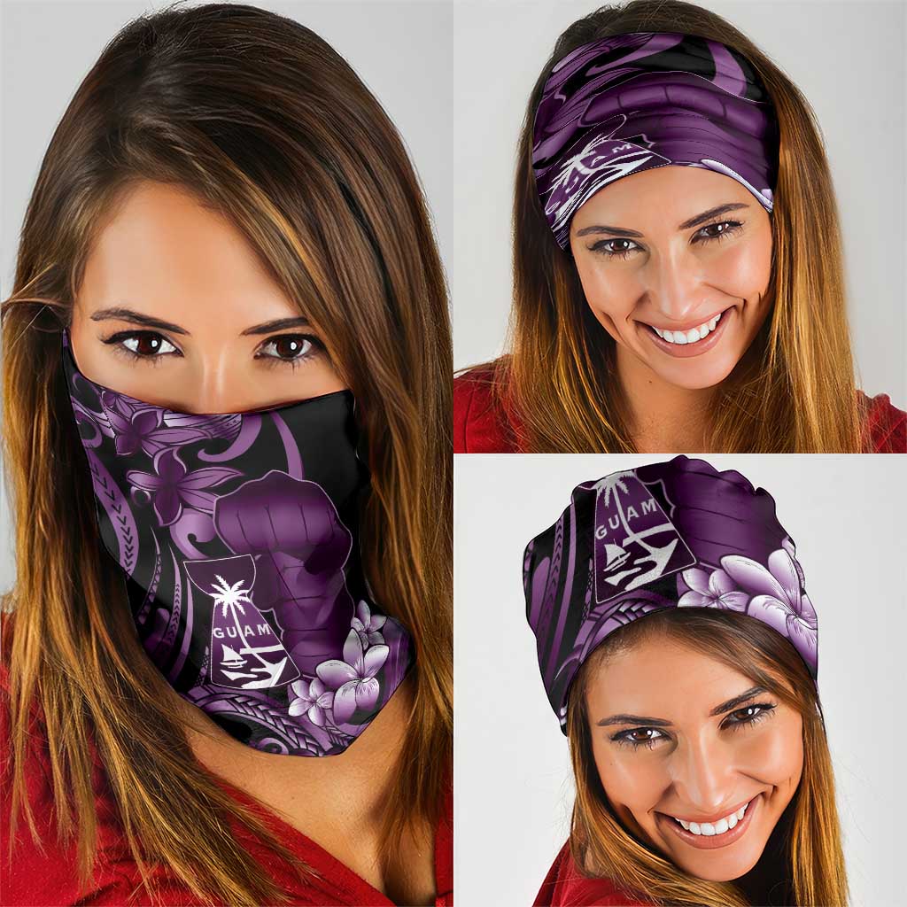 Purple Hafa Adai Guam Neck Gaiter Chamorro Latte Stone Hand With Plumeria LT14 - Polynesian Pride