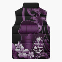 Purple Hafa Adai Guam Sleeveless Puffer Jacket Chamorro Latte Stone Hand With Plumeria LT14 - Polynesian Pride