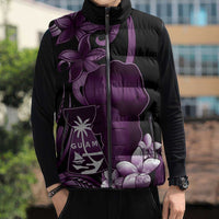 Purple Hafa Adai Guam Sleeveless Puffer Jacket Chamorro Latte Stone Hand With Plumeria LT14 - Polynesian Pride